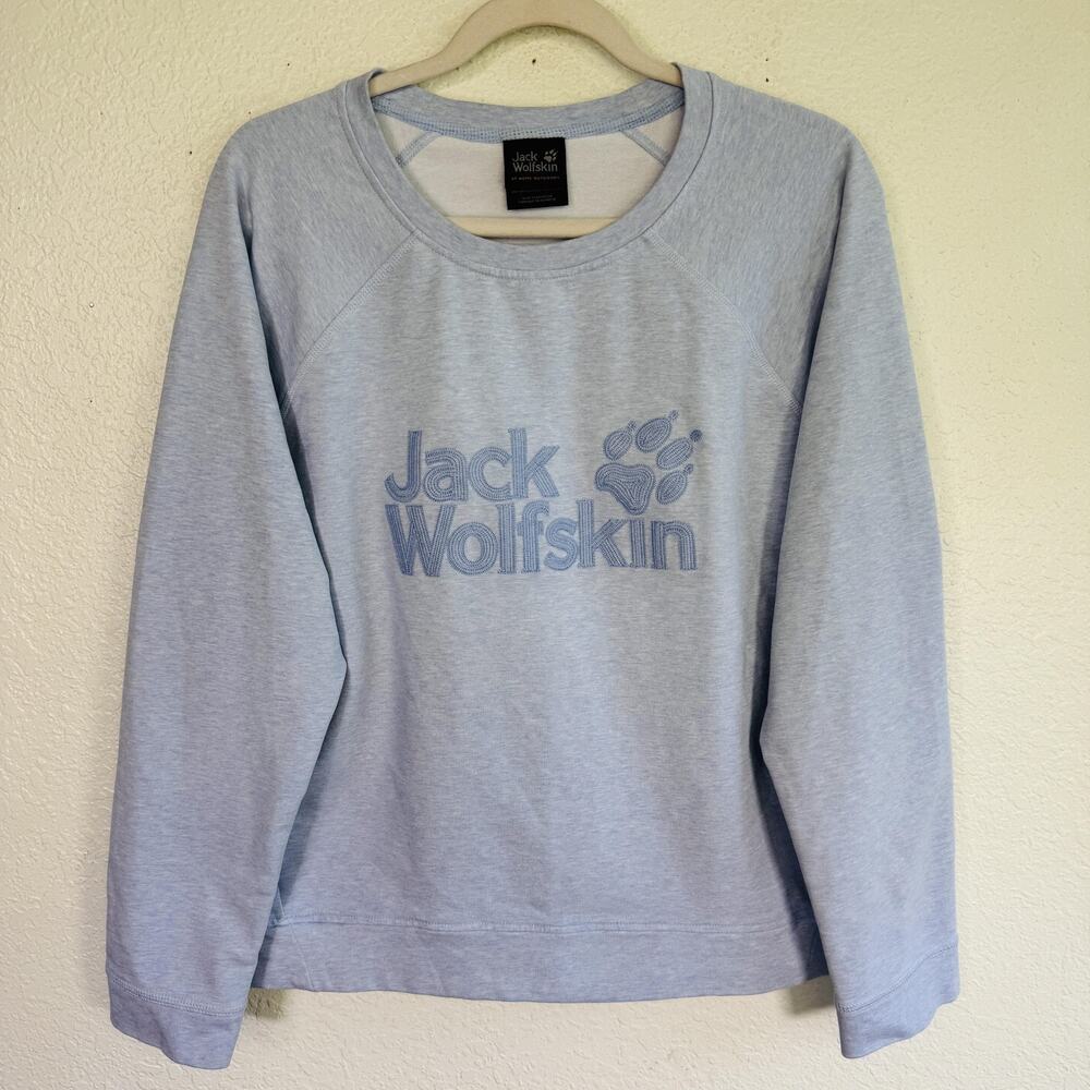 Jack Wolfskin Sweater Womens XL Pullover Sweatshirt Crewneck Logo Outdoor Blue